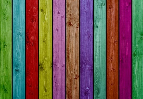 Colorful wooden fence