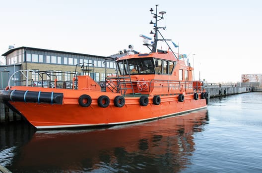 Pilot boat in the harbor waiting for new assignments