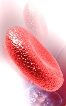 Digital illustration of blood cell in colour background