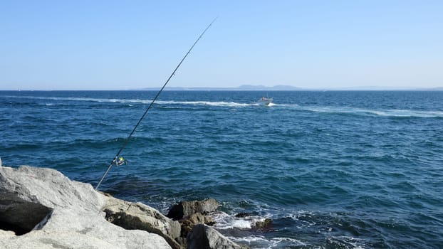 Details of a session of sea fishing from the shore.