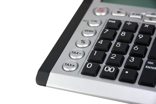 Part of an electronic calculator over white