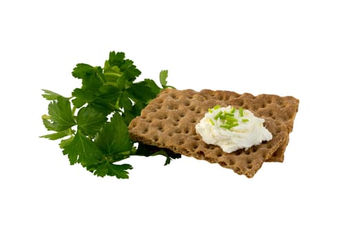 Crispbread with cream cheese and herbs