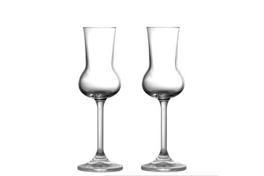 Two empty Grappa glasses upright position