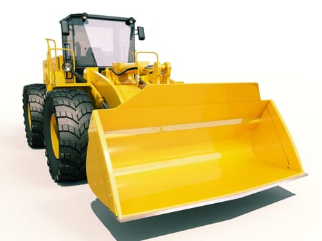 Modern front loader on light background with shadow