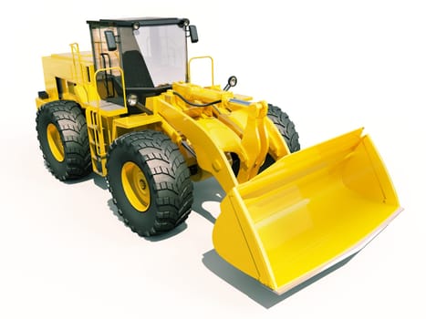 Modern front loader on light background with shadow