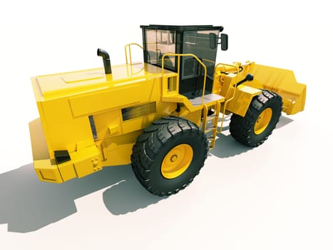 Modern front loader on light background with shadow