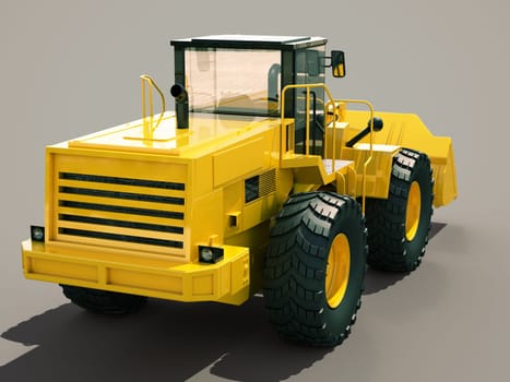 Modern front loader on gray background with shadow