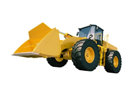 Modern front loader isolated on white background without shadow