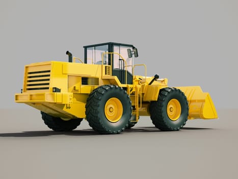 Modern front loader on gray background with shadow