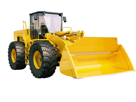 Modern front loader isolated on white background without shadow