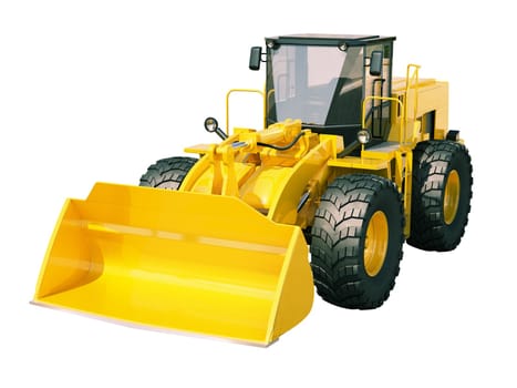 Modern front loader isolated on white background without shadow