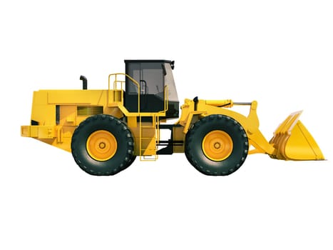 Modern front loader isolated on white background without shadow