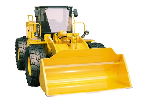 Modern front loader isolated on white background without shadow