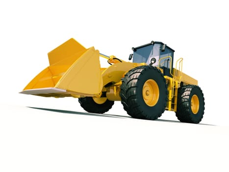 Modern front loader on light background with shadow