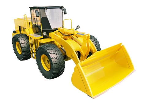 Modern front loader isolated on white background without shadow
