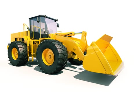 Modern front loader on light background with shadow