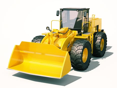 Modern front loader on light background with shadow