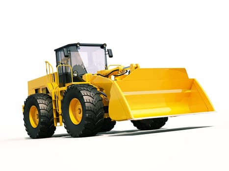 Modern front loader on light background with shadow
