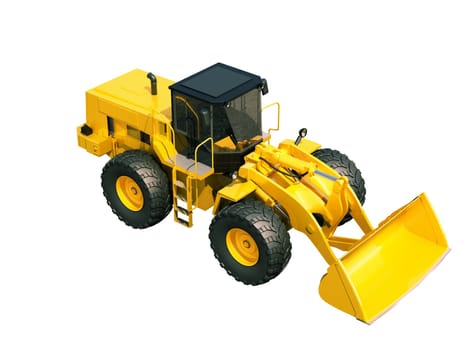 Modern front loader isolated on white background without shadow