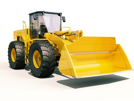 Modern front loader on light background with shadow