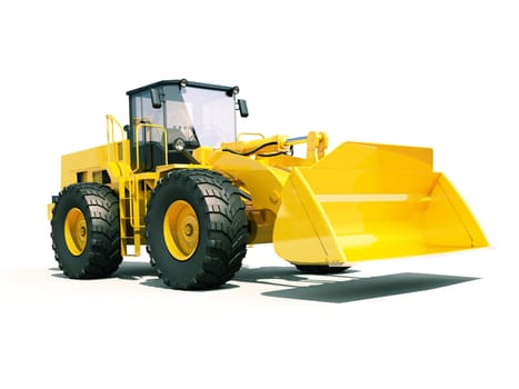 Modern front loader on light background with shadow