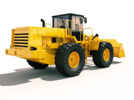 Modern front loader on light background with shadow