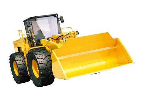 Modern front loader isolated on white background without shadow