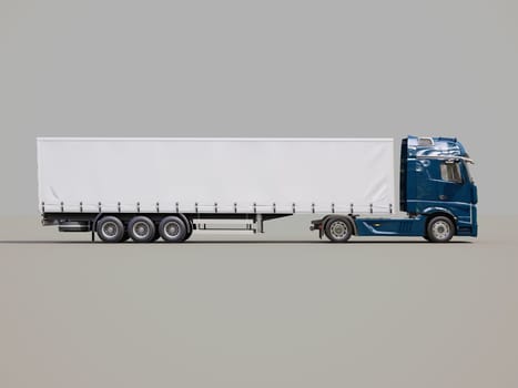 A modern semi-trailer truck on gray background