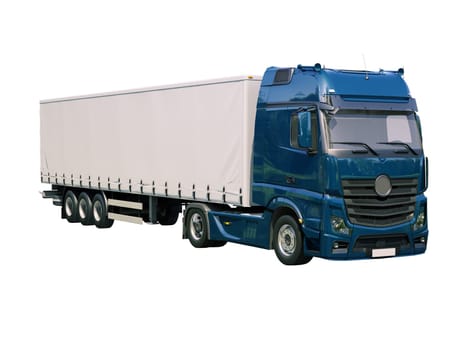 A modern semi-trailer truck isolated on white background