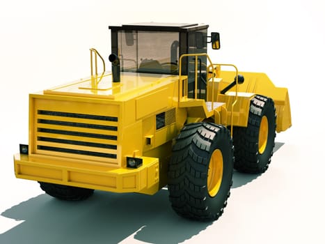 Modern front loader on light background with shadow