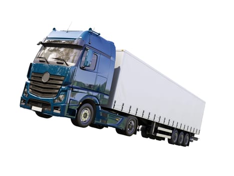 A modern semi-trailer truck isolated on white background