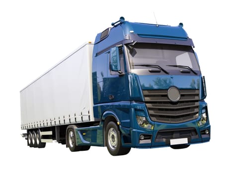 A modern semi-trailer truck isolated on white background