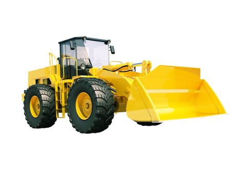 Modern front loader isolated on white background without shadow