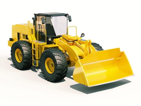 Modern front loader on light background with shadow