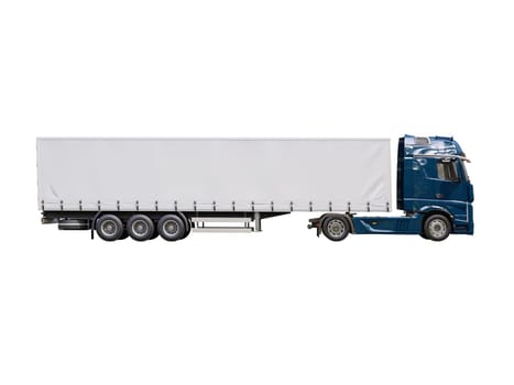 A modern semi-trailer truck isolated on white background