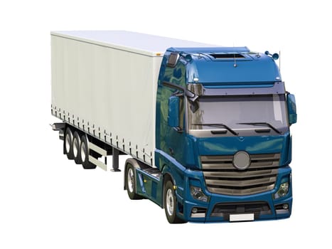 A modern semi-trailer truck isolated on white background