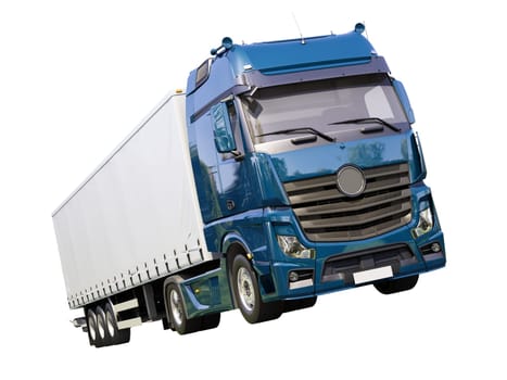 A modern semi-trailer truck isolated on white background