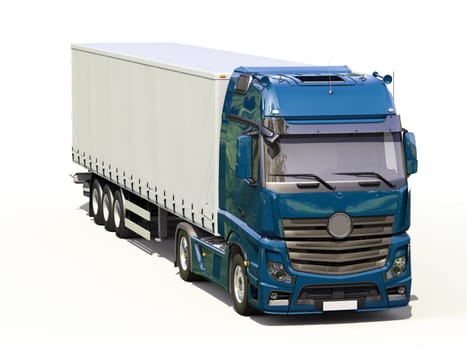 A modern semi-trailer truck on light background