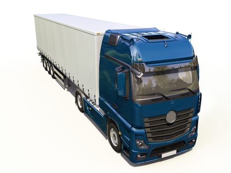A modern semi-trailer truck on light background