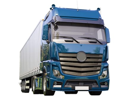 A modern semi-trailer truck isolated on white background