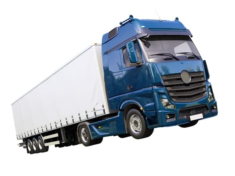 A modern semi-trailer truck isolated on white background