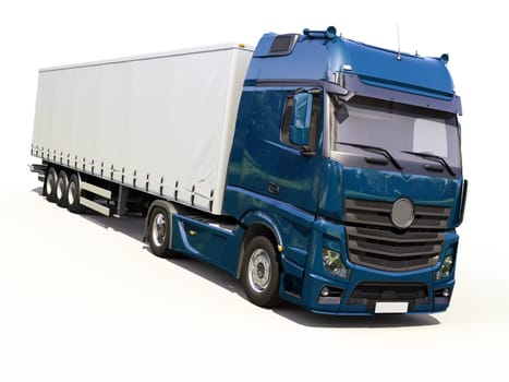 A modern semi-trailer truck on light background