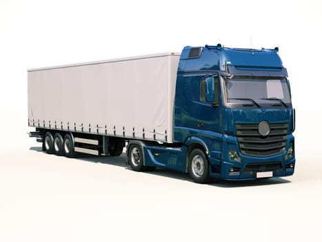 A modern semi-trailer truck on light background