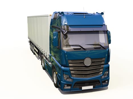 A modern semi-trailer truck on light background