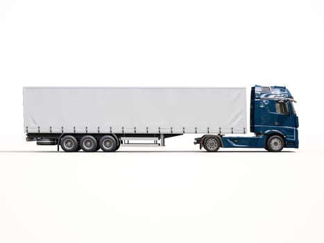 A modern semi-trailer truck on light background