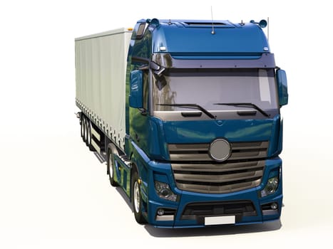 A modern semi-trailer truck on light background