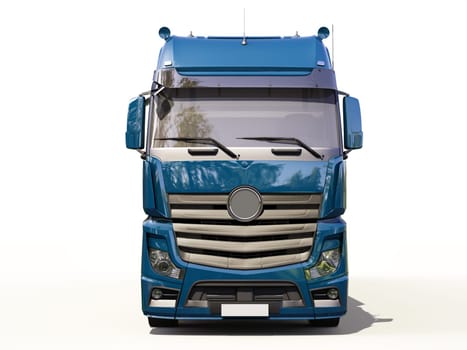 A modern semi-trailer truck on light background