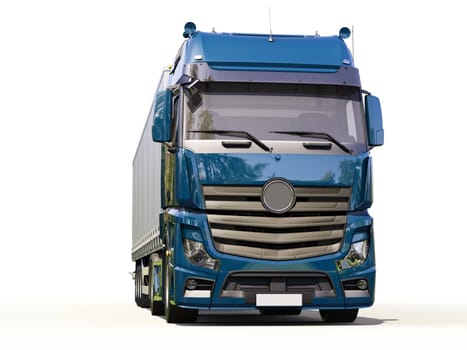 A modern semi-trailer truck on light background