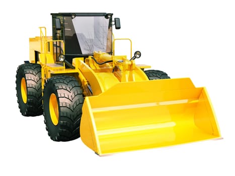 Modern front loader isolated on white background without shadow