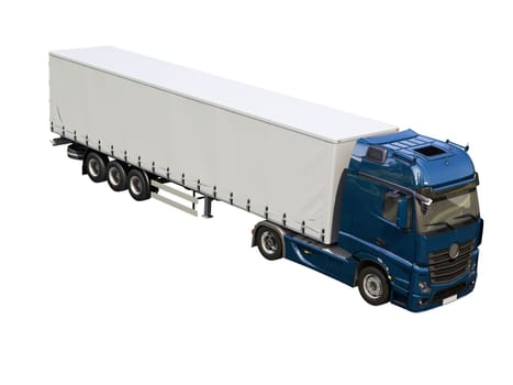 A modern semi-trailer truck isolated on white background